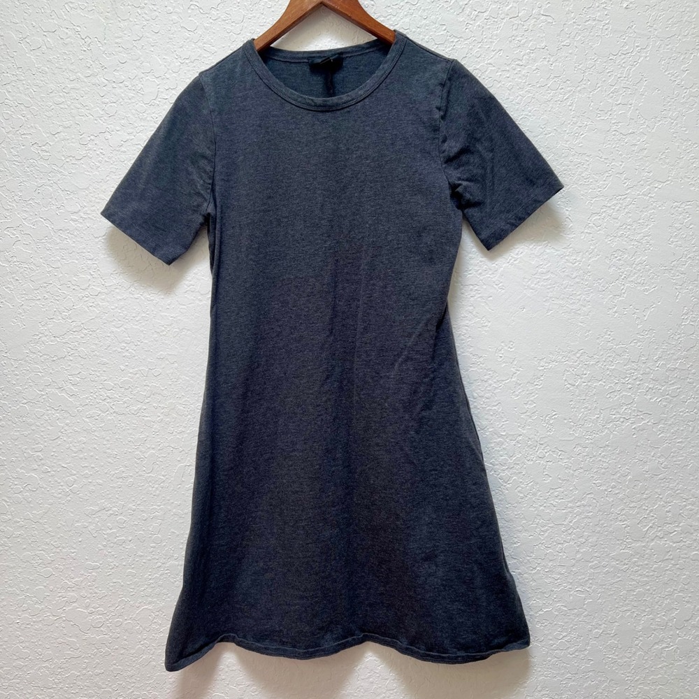 J.Crew Womens Short Sleeve T-Shirt Dress Charcoal Gray Cotton Mini Small Preppy